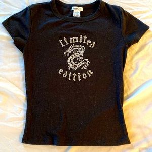 rue 21 black rhinestone tshirt “limited edition”, size small.